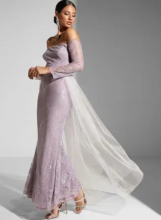 Maryam Off-Shoulder Cinched Waist Gown