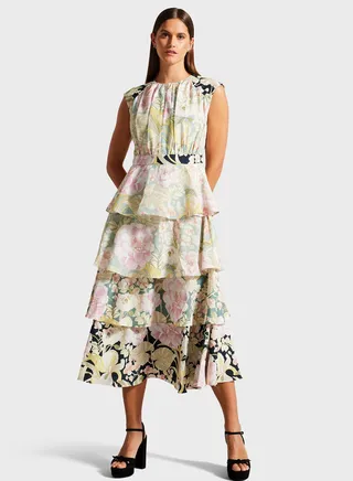 Ruffle Detail Printed Dress