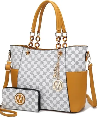 MKF Collection by Mia K Merlina 2 Pieces Women Tote Handbag With Wallet - Yellow