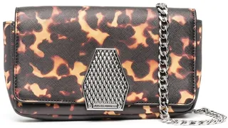 Tortoiseshell-Print Logo-Plaque Shoulder Bag