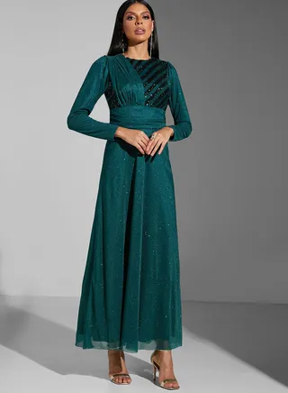 Leen Aboushaar Shimmer A-Line Dress