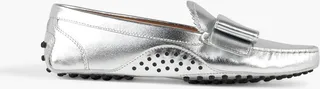 Gommino metallic leather loafers