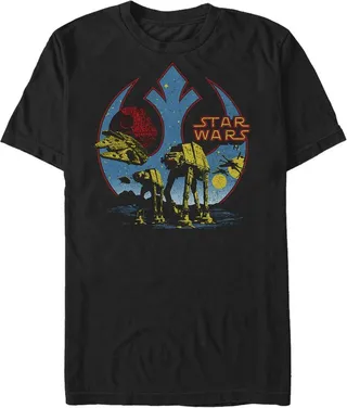 Men's Star Wars AT-AT Falcon Death Star Rebel Logo T-Shirt - Black - Small