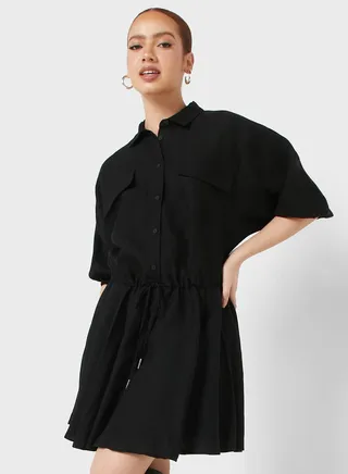 Button Detail Shirt Dress