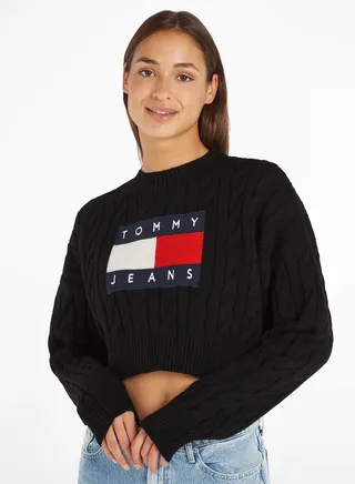 High Neck Logo Crop Sweater