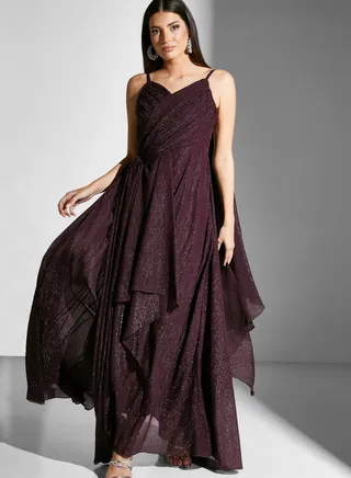 Asymmetrical Gown With Ruching