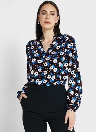 Printed Regular Fit Long Sleeve Blouse