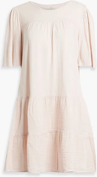 Kiley tiered gauze-paneled cotton-jersey mini dress