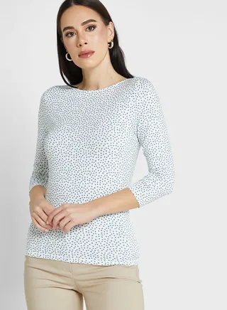 Cotton Rich Printed Slim Fit Top