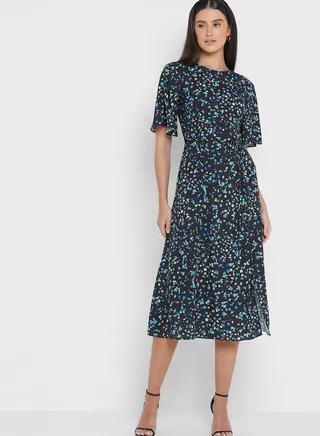 Round Neck Floral Print Dress