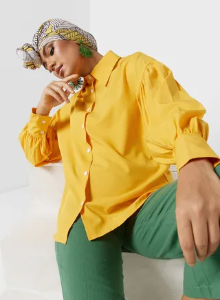 Puff Sleeve Button Down Shirt