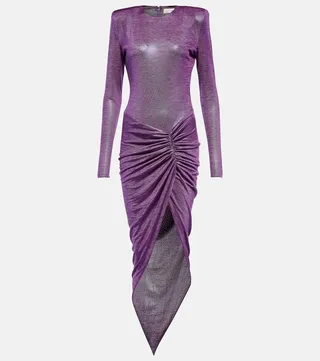 Asymmetrical draped midi dress