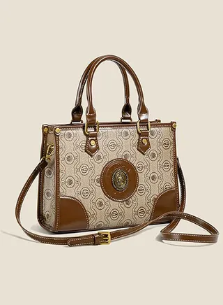 Contrast Pattern Bag with Detachable Strap