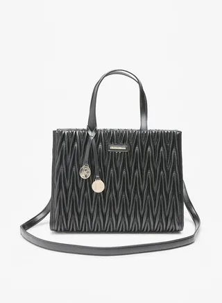 Women's Quilted Tote Bag with Zip Closure and Top Handles