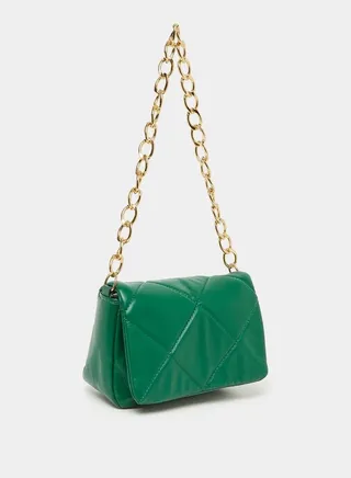 Quilted Chain Link Shoulder Bag