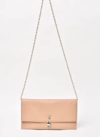 Textured Pattern Chain Strap Crossbody Bag