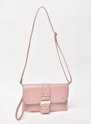 Solid Pattern Flap Closure Shoulder Bag