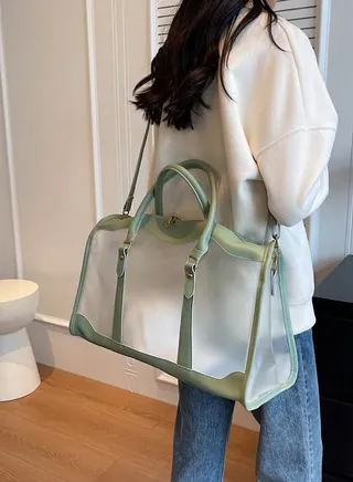 Contrast Panel Transparent Gym Bag