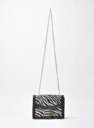 Zebra Pattern Chain Strap Crossbody Bag
