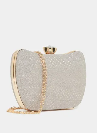 Glitter Fabric Clutch Bag with Detachable Strap