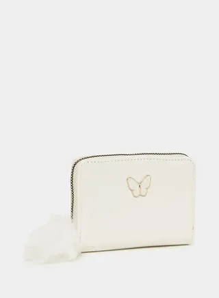 Embellished Butterfly Wallet with Pompom
