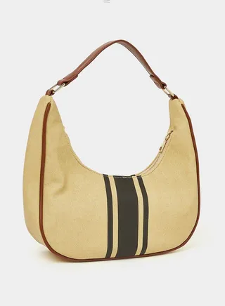 Striped Detail Zip Closure Bag