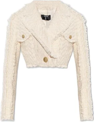 Balmain Short Fringed Tweed Jacket