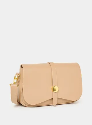 Curve Flap Shoulder Bag with Zip Closure