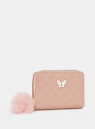 Butterfly Accent Wallet with Pompom Detail