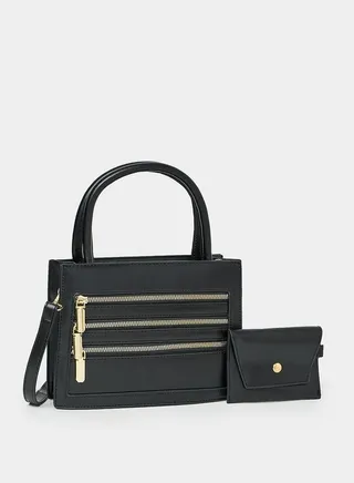 Front Zip Pocket Detail Handbag