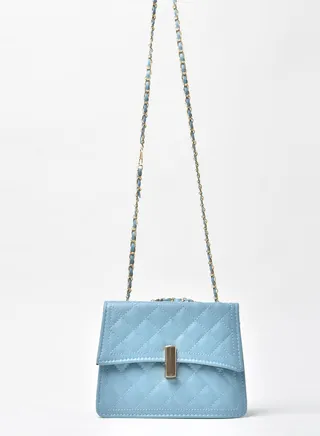 Quilted Pattern Chain Strap Crossbody Bag
