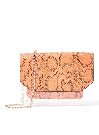 2-in-1 Snakeskin Pouch and Crossbody Bag