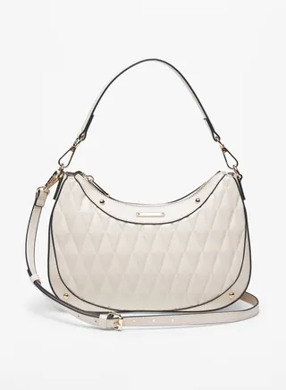 Women's Quilted Shoulder Bag with Adjustable Strap and Zip Closure