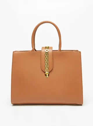 Womens Chainlink Accented Tote Bag By Shoexpress