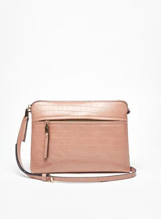Women's Textured Crossbody Bag with Zip Closure and Adjustable Strap