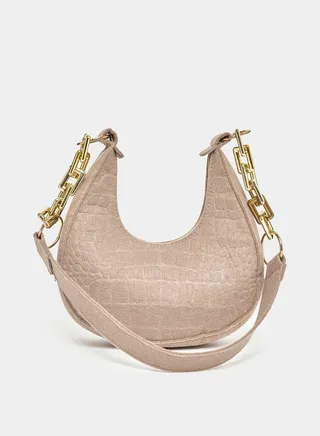 Textured Big Chain Shoulder Bag