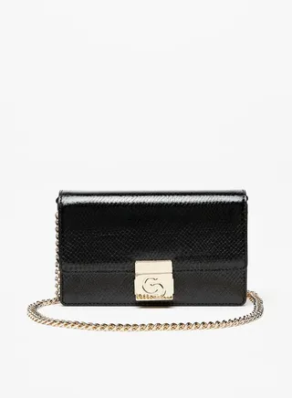 Women's Textured Crossbody Bag with Chainlink Strap