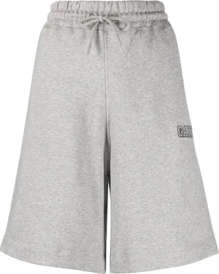Grey Embroidered Logo Track Shorts