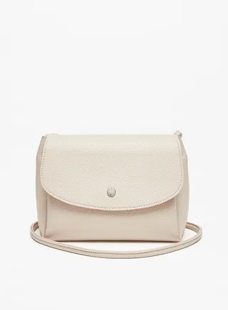 Women's Textured Crossbody Bag with Button Closure