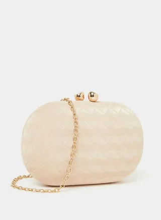 Oval Minaudiere Bag with Chain Strap