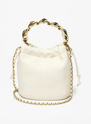 Womens Quilted Bucket Bag with Drawstring Closure