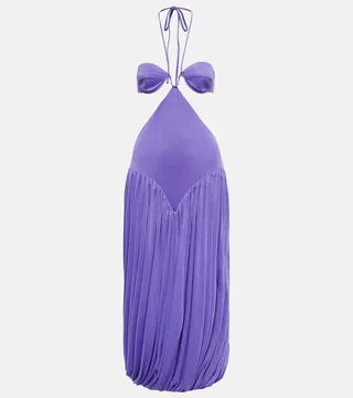 Cutout silk-blend dress