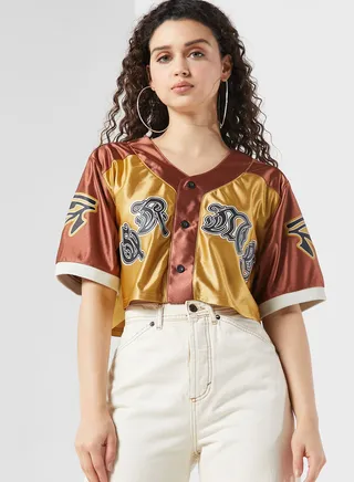 Fire Route Cropped Baseball Jersey
