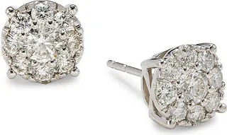 14K White Gold & 1.00 TCW Diamond Stud Earrings
