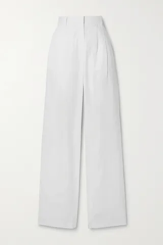The Row - Bufus Pleated Cotton-poplin Straight-leg Pants - White
