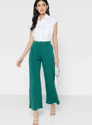 High Waist Pintuck Detail Pants