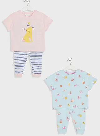 Kids 2 Pack Assorted Pyjama Set