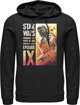 Men's Star Wars: The Rise of Skywalker First Order Glow Pull Over Hoodie - Black - X Large
