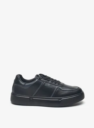 Men's Logo Print Sneakers with Lace-Up Closure