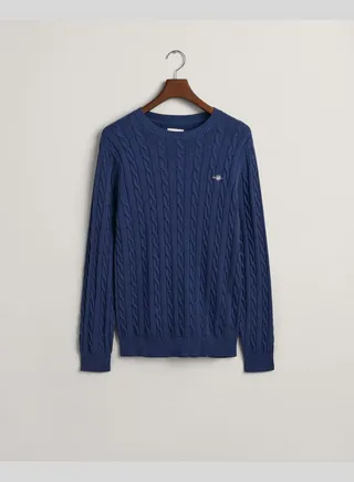 Cotton Cable Knit Crew Neck Sweater